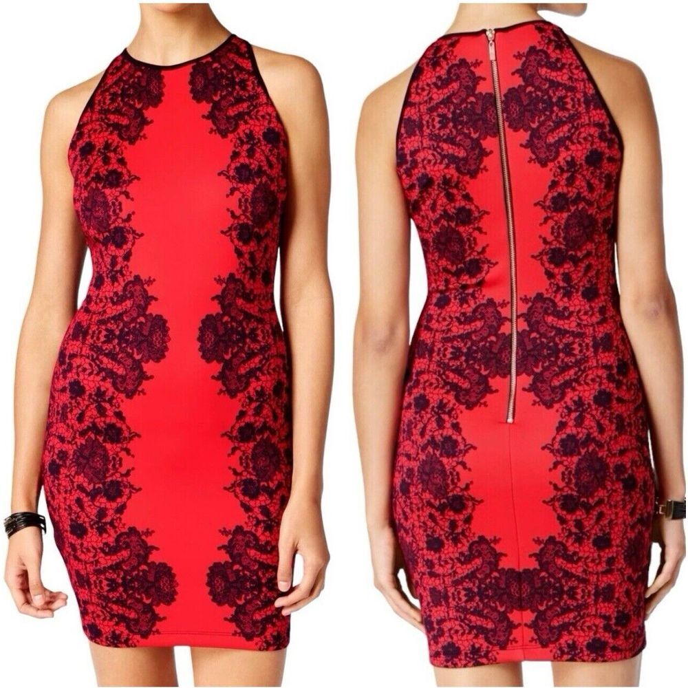 B.Darlin Slim Social Juniors Size 5/6 Red/Black Lace Party Dress